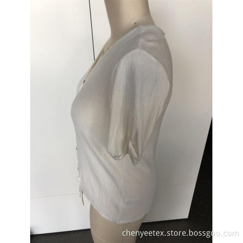 V-neck chiffon lacing blazer